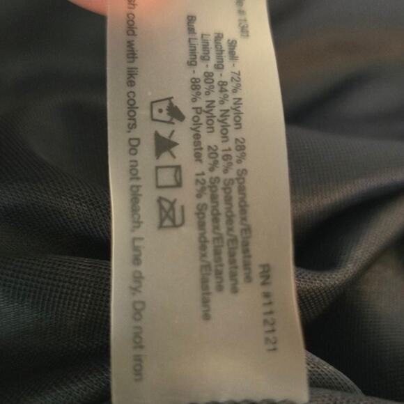 Spanx Black One Piece Bathing Suit Lightly Padded Ruched Sides 14 - Picture 3 of 4